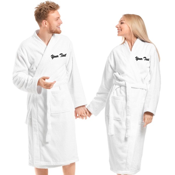 LA' HAM MAM FINE LIVING Personalized Custom Bathrobe Set for Couple, 100% Cotton Terry Bath Robe, Monogrammed Bathrobes