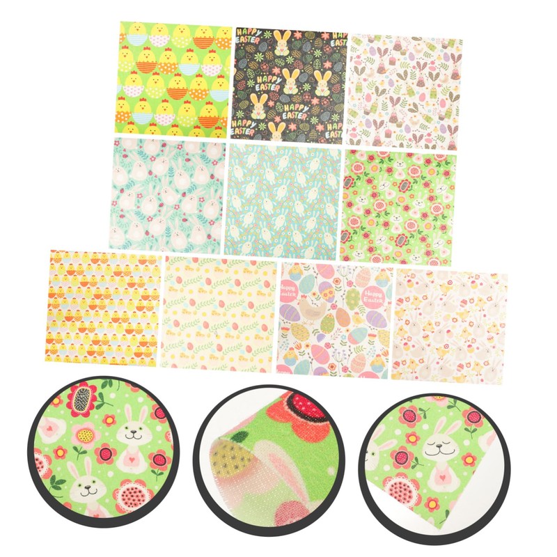 Hohopeti 10 Sheets Easter Pattern Cloths DIY Patchwork Sewing Fabric