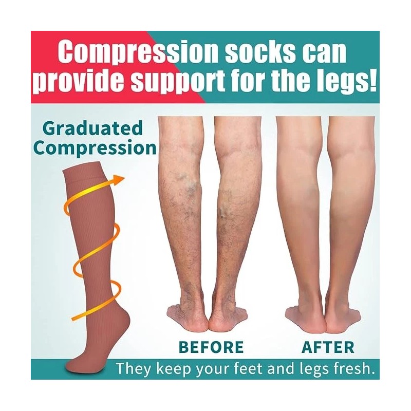 Laite Hebe 4 Pairs Compression Socks Men Women Support Running