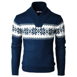 H2H - Suéter de punto de Navidad para hombre, ajuste delgado, casual, de punto navideño, Kmoswl0102-azul, XX-Large