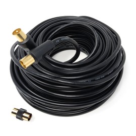 DRUT 30m TV RF Male to Male Aerial Antenna Coaxial Cable With Female to Female Coupler Gold Connectors 75 ohm 3C2V 99ft Black