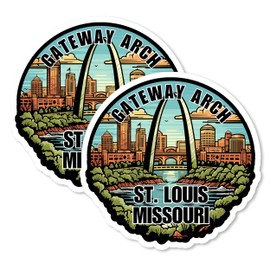 Gateway Arch St. Louis Missouri Magnet 4 Inch 2-Pack – Strong Vinyl Decorative Travel Magnets for Fridge Locker Kitchen Office – Cute Fun Aesthetic Cool Durable & Long-Lasting Souvenir ID44999