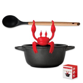 PAASTAI Crab Silicone Utensil Rest-Heat-Resistant Stove Organizer, Steam Release Spoon Holder for Stove Top, Non-Slip Kitchen Gadget for Grilling/Cooking, Perfect Funny Kitchen Gift (Red)