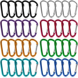 AdooAdii Set de 40 Mosquetones para Escalada de Aluminio Ganchos en D Clips de Mosquetón con Bloqueo Resistente Ligero Multiusos Carabiner para Camping Hamacas Llavero Mochila Senderismo Pesca Viajes