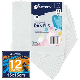 Paneles de lona de 6 x 6 pulgadas, paquete de 12 unidades, 100 % algodón, de doble imprimación, sin ácidos, para pintar, tablero de lona plano cuadrado para óleo, acrílico, acuarelas y pinturas de témpera