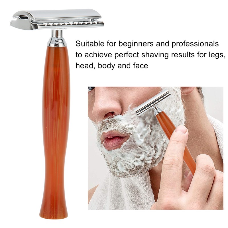 Long Handle Double Edge Safety Razor Zinc Alloy Resin Manual