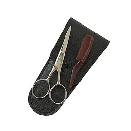 Stainless Steel Mustache Beard Scissors Set Professional Eyebrow Trimming Shears with Comb for Men Durable Grooming Kit with Storage Bag for Home and Salon Use