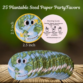 ShiviAaryan Designs 25 Plantable Seed Paper Earth Day Cards with Wildflower Seeds, Kids Craft Activity, Educational Garden Party Favor, School Crafts - 2.5 inch Circles