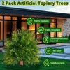 28" Artificial Cedar Topiary Ball Trees, 2 Pack Fake Plants