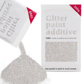 TORC Holographic Silver Glitter Paint Additive - Multi-Size Glitter Powder for Acrylic Paint, Walls, Wood Furniture & Crafts (200g/7oz) - Interior/Exterior Use on All Finishes