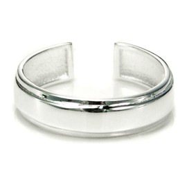 Metal Factory Sterling Silver Plain Adjustable Toe Band Ring w/Raised Center