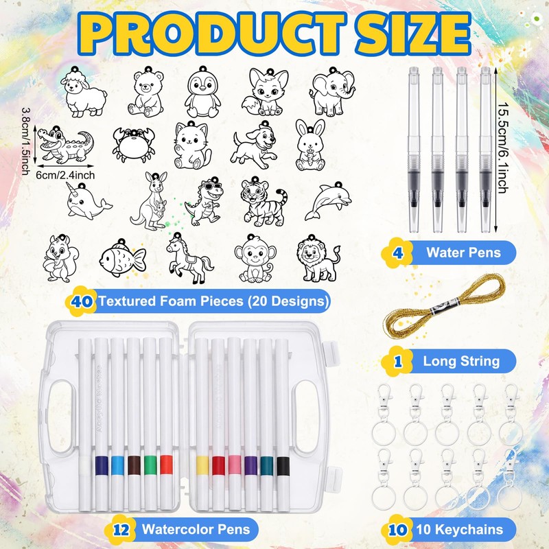 Crtin 40 Set 3D Art Craft Kits DlY Animals Foam