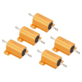 PATIKIL 25 W 10 Ohm Aluminium Casing Wire Wound Resistor, Pack of 5 Aluminium Casing Resistance Housing Case with Screws Wire Wound Resistors Power Resistance 5% Tolerance, Golden