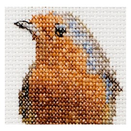 Thea Gouverneur - Counted Cross Stitch Kit - Fall Robin Bird - Aida - 16 count - Embroidery Kit for Adults - DMC Embroidery Threads and other Cross Stitch Supplies Included - 793A