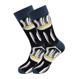 Real Sic Fun Socks for Men and Women - Cozy Cotton Dress Socks with Colorful Designs - Cool, Casual, Seafood Patterned (Sardine & Fish)