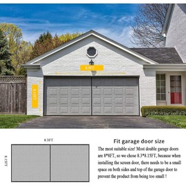 LIAMST Garage Door Screen for 8x8FT, 1 Car Garage Doors- Reinforced Fiberglass Door Screen,Stronger High Energy Magnets ， Magnetic Screen Door