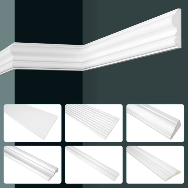 Grand Decor Stucco Moulding Strips Wall Flat Modern PU Hard