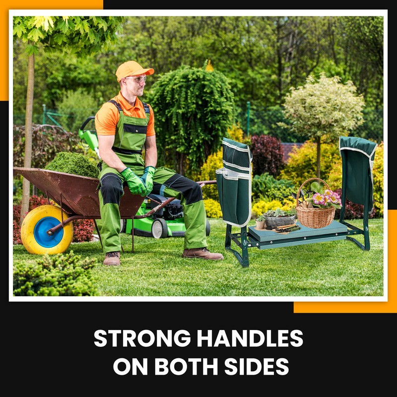 Juggernaut Storage Folding Bench Stool with Kneeling Pad