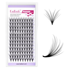 FADLASH Premade Lash Fans Multi Length Hybrid Volume Premade Easy Fans 0.07 Thickness D Curl 20D Multi Length 10-12-14mm Camellia Natural Eyelash Extensions (20D-0.07-D, Camellia 10-12-14mm)