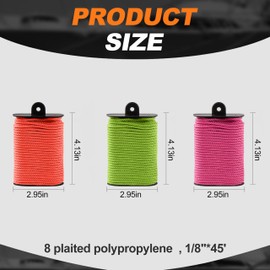 Tether Tite Utility Rope Diamond Braided 1/8" x45' Polypropylene Rope (300lbs) Multifuncture Rope for Marine,Camping,Household,Fishing,DIY