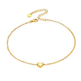 Gold Ankle Bracelet for Girls 18K Gold Sterling Silver Foot Chains Jewelry Anklet for Ladies-Golden