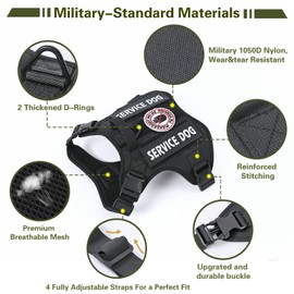 Belababy Tactical Anti Pull Dog Harness Small Medium Large Dog, Soft Adjustable Dog Vest with Velcro Molle Panels, Breathable Military Front Clip Dog Harness for Working Training, Star Black, XL