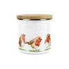 Purely Home English Robins Storage Canister - White Metal Enamel