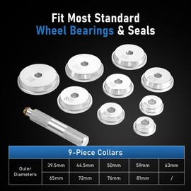 KOOPOOL 10-Pieces Wheel Bearing Press Kit: Includes Seal Driver, 9 Bearing Adapters, and Seal Installer for Efficient Bearing Installation, Universal Bearing Race and Seal Bushing Driver Install Set