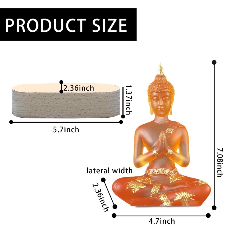 YUEFUDU 7-inch Buddha Statue Collection with LED lamp Base -