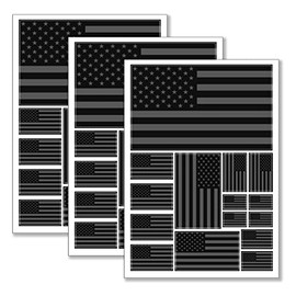 QQSD Black US American Flag Sticker USA Decal in Multiple Sizes (3 Pack, 11.7 x 8.3 Inches)