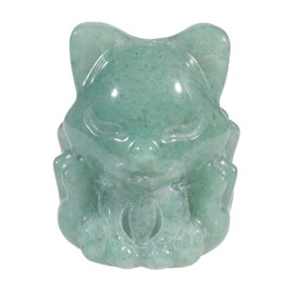 KYEYGWO Carved Crystal Fox Figurine Decoration, Small Green Aventurine Stone, Nine-Tailed Fox Statue, 3 cm Pocket Stones, Animal Sculpture, Lucky Charm, Healing Stone, Collectible Figure, Talisman