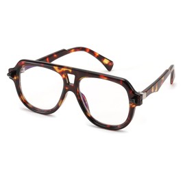 FEISEDY Stylish Reading Glasses for Woman Men Trendy Retro Double Bridge Readers B0287 Leopard,1.5x