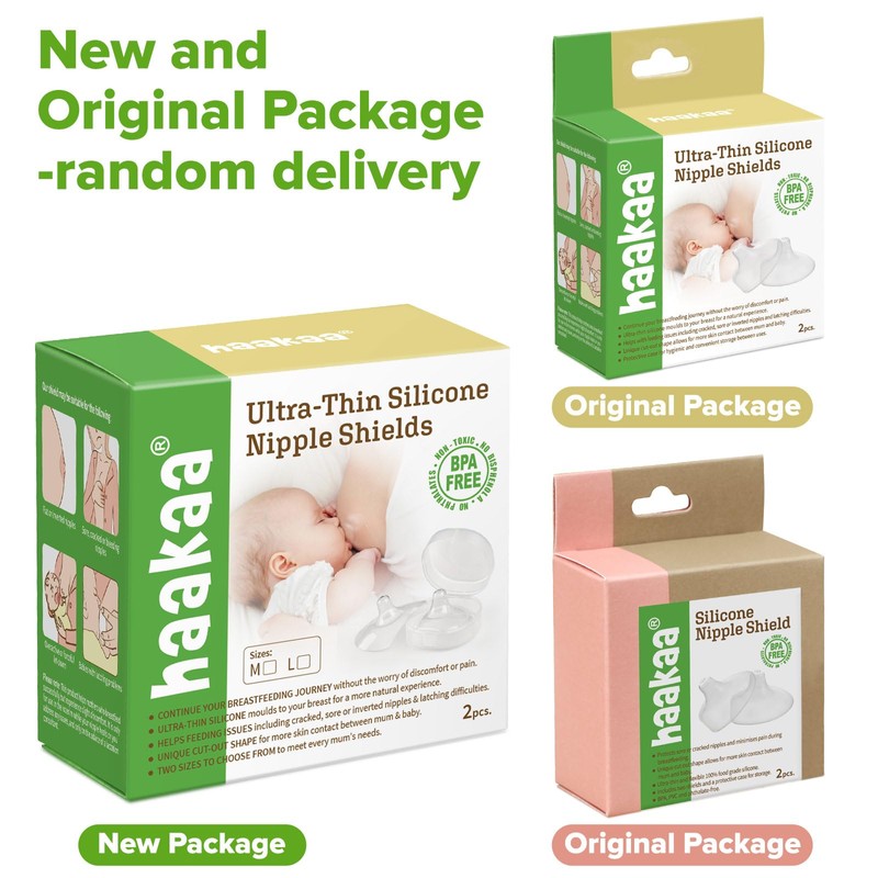 haakaa Nippleshield Silicone Nipple Shields for Breastfeeding with Carry Case