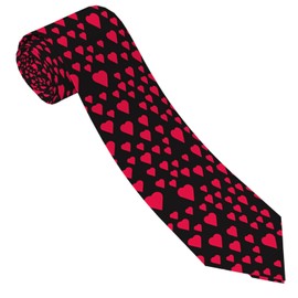 Womgela Red Love Heart Black Men's Ties Wedding Valentine's Day Neck Wear Tie for Formal Business Occasions Work Banquet Anniversary