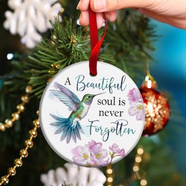 Adornos conmemorativos de Navidad, Colibrí A Beautiful Soul is Never Forgotten Adornos para árbol de Navidad, adorno de Navidad por duelo, regalos de simpatía para la pérdida de un ser querido,