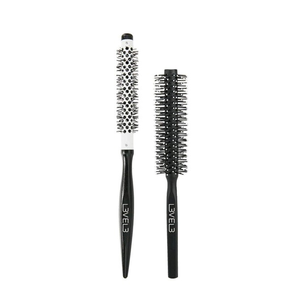 Level 3 Round Brush Set - Professional and Lightweight Design - Hair Stylist and Hair Dresses - Heat Resistant - Level Three Hair Brush - 2pc