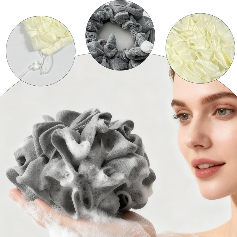 2PCS 2 in 1 Soap Bag for Shower Shower Puffs,