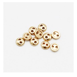 50 PCS 2 Hole Mini Metal Round Buttons Small Bread Buttons for Doll Clothes Bag Deoration Sewing Craft (KC Gold, 4mm)