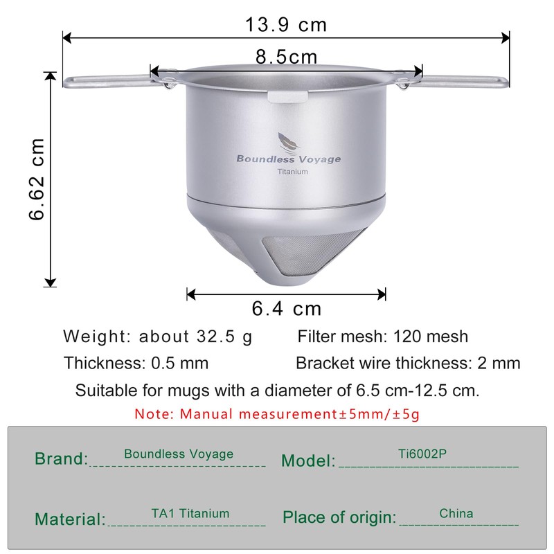 Boundless Voyage Titanium Coffee Drip Filter Reusable Pour-Over Coffee Filters