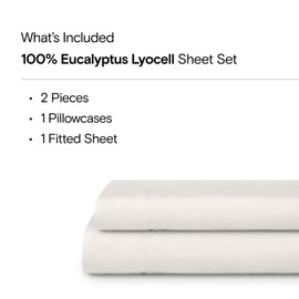 Sijo AiryWeight Tencel Sheet Set, 100% Lyocell Derived from Eucalyptus, Buttery Soft, Architectural Digest 2022 Best Cooling Sheets Winner - 2pc - 1 Pillowcase 1 Fitted (Ivory, Twin XL)