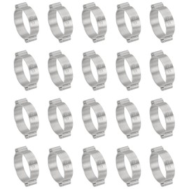 PATIKIL 20 Pack 28-31mm Double Ear Hose Clamp, 304 Stainless Steel O Clip Crimp Rings for Fuel Petrol Pipe Tube Fitting Connections, Silver Tone