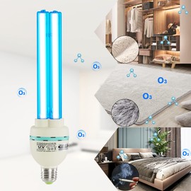 36 Watts Ozone UVC Light Bulb, 185nm wavelength UV Lamp for Basement/Storehouse/Car, E26 110V CTUV-36 (with Ozone)