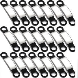 21 Pcs Blank Slide On Silent Pet ID Tags, Blank S/M/L Quiet Chew-Proof Pet Collar Tag, Stainless Steel Silicone Dog Cat Pet Name Tag (M, Black)