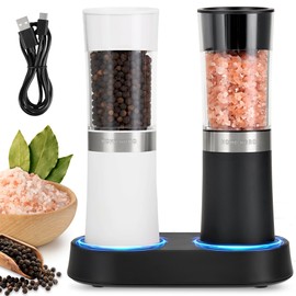 Home Hero Electric Salt and Pepper Grinder Set - Automatic Salt and Pepper Grinder Set Rechargeable. Electronic Salt and Pepper Shakers with LED Light, Gravity Electric Pepper & Salt Grinder, Set of 2