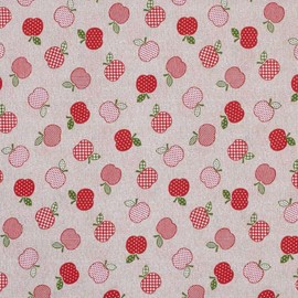 Kt KILOtela - Bedruckter Leinenstoff, Dekoration, Tapisserie, Kissen, Vorhänge, Taschen, Tischdecken, Bastelarbeiten, 100 cm Länge x 280 cm Breite, Meterware, Apfel, Rot, Grün, 1 Meter