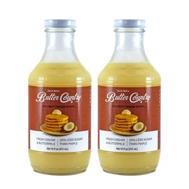Uncle Bob's Butter Country Rich & Creamy Coconut Syrup for Pancakes and Waffles, Less Sugar, No Corn Syrup, Gluten Free, Made without Artificial Flavors, 16 fl oz Bottle/2 Pack