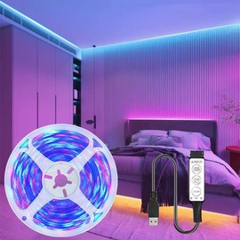 RGB LED Light Strip, USB Powered LED Light Strip with Remote Control, DIY Color Changing LED Light Strip for Party, Festival Room Decoration - Specification: 49.21Ft/15M, Color: Multicolor