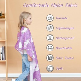 Iusmnur Kids Barber Cape, 51"x36" Professional Salon Hair Cutting Cape with Adjustable Neck Strap, Unisex Kids Haircut Cape for Hairdresser and Stylist (Rainbow Unicorn)