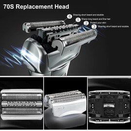 70S Eletric Razor Replacement Head for Braun Series 7 Electric Razors, Compatible with Braun S7 720cc 750cc 760cc 790cc 799 797 9565 Models (2pcs)
