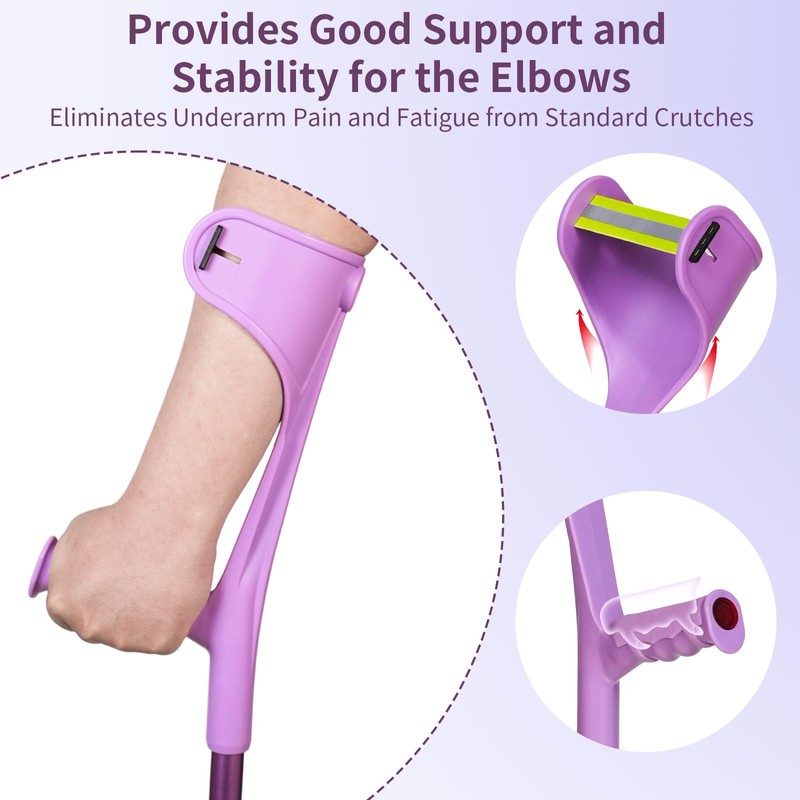 Foldable Forearm Crutches for Adults, 10 Levels Adjustable Height Lightweight